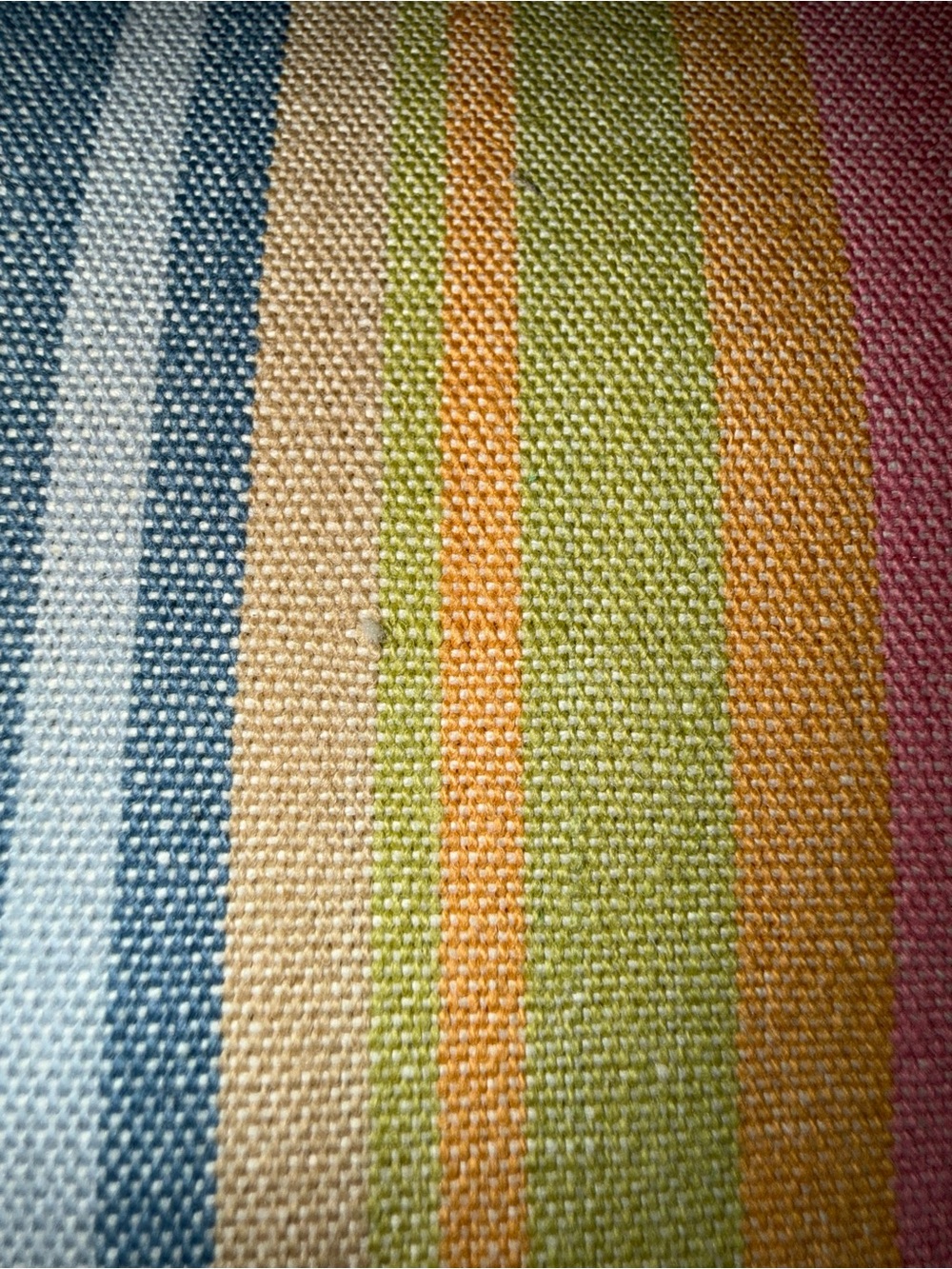 Longaberger Homestead Legacy Striped Canvas Tote Bag Brown Trim Pastel Shoulder - Picture 10 of 15